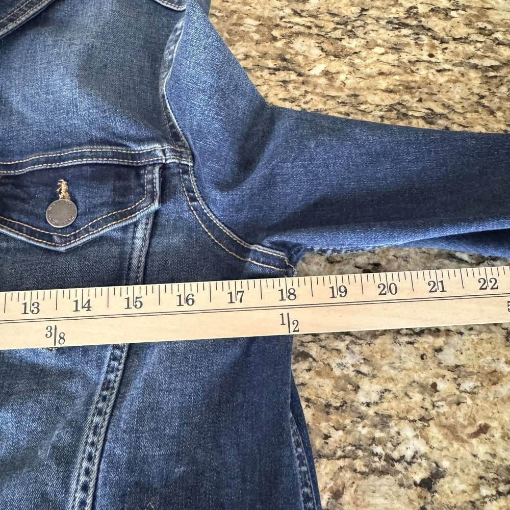 Well‎ Worn Denim Jacket Womens Small Blue Stretch Jean Trucker Coat Casual - Picture 6 of 9